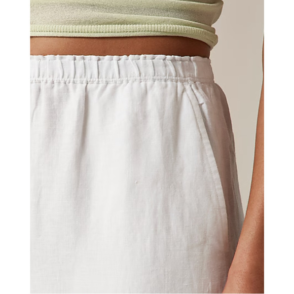 J Crew Stratus Pant L White NWT Linen Wide Leg Trousers CL872 J.Crew Travel Prep - Picture 3 of 4